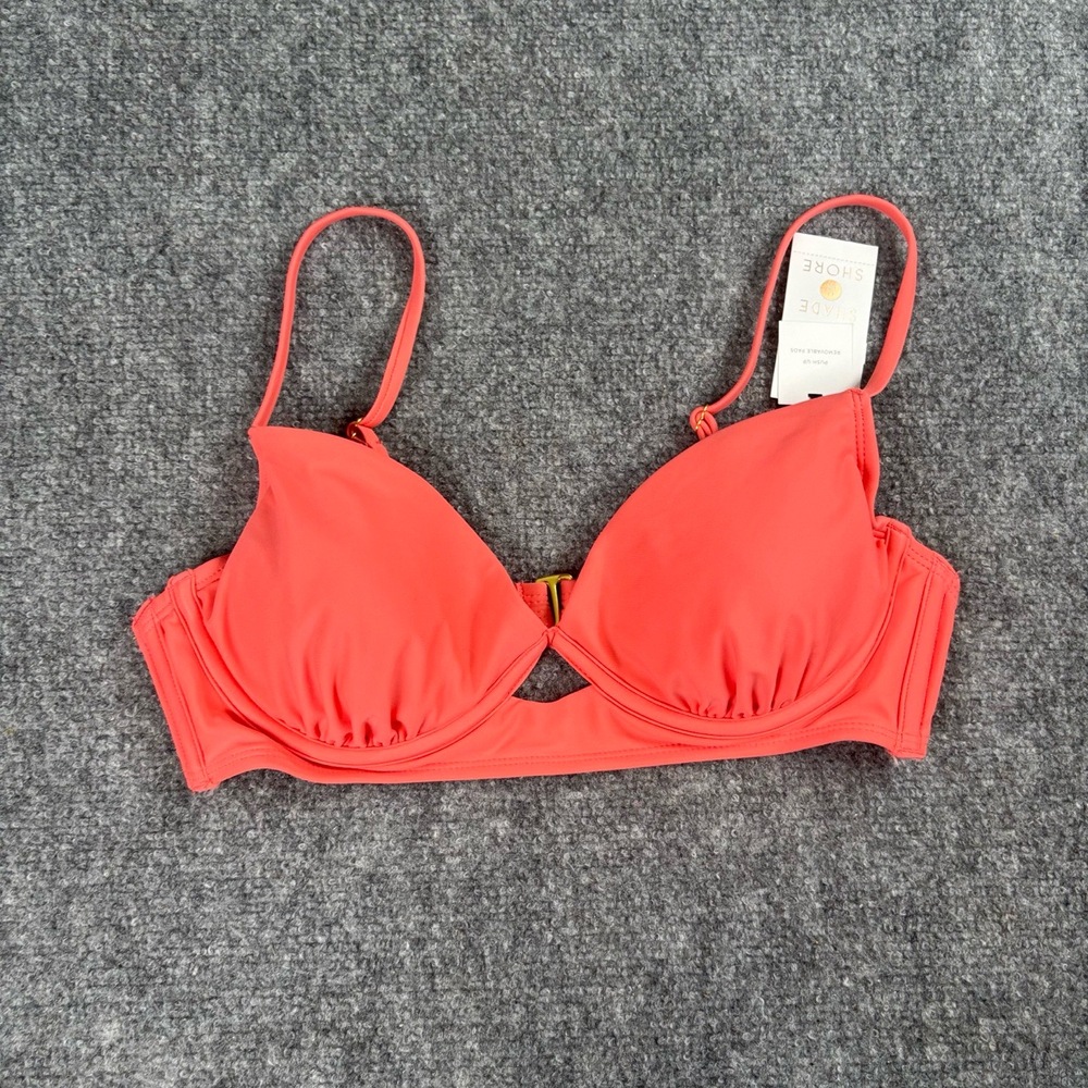 Shade And Shore Bikini Top Womens 36B Underwire Pushup Removable Pads Beach Swim